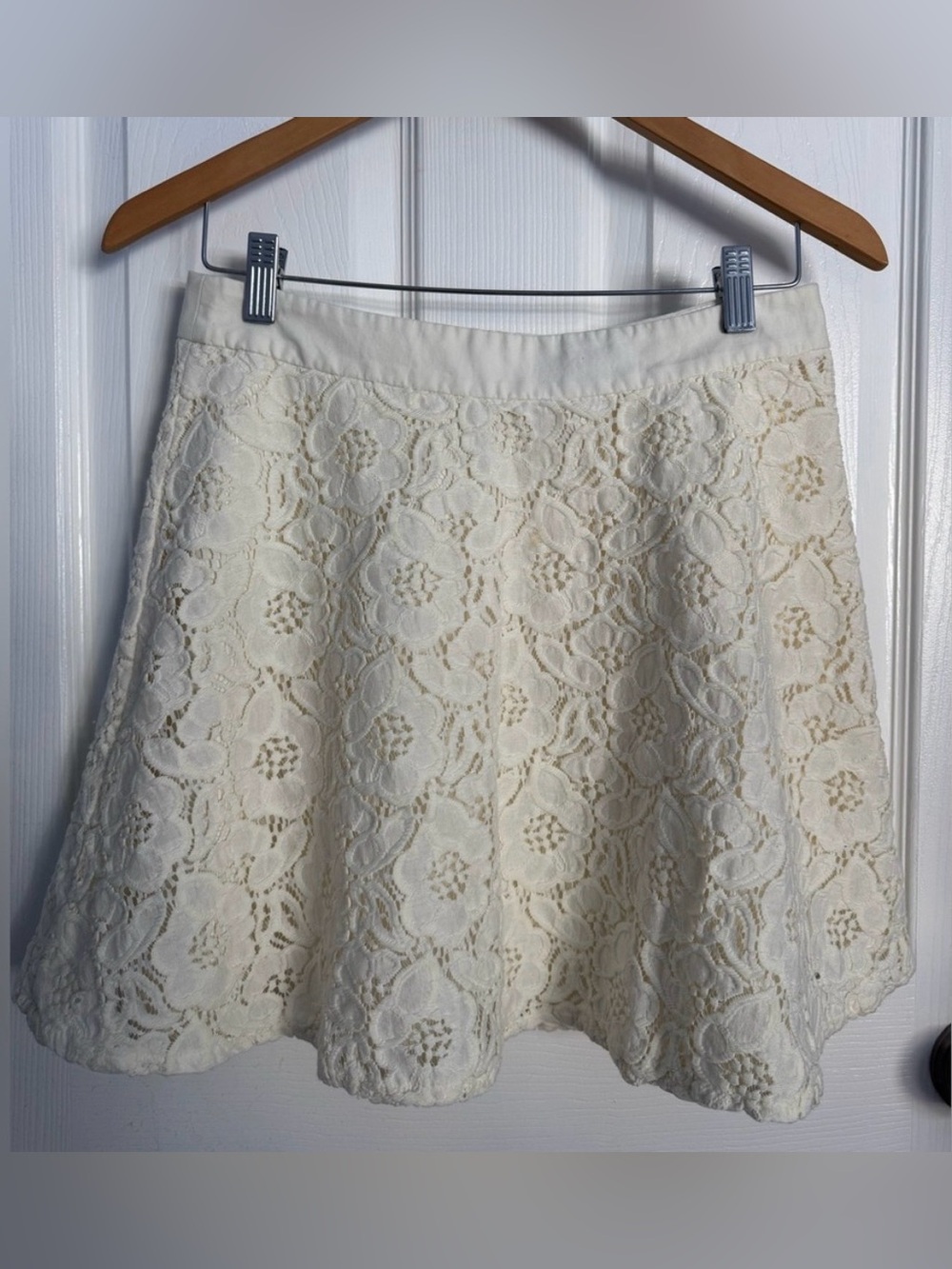 The Limited Cream Floral Lace A-Line Skirt